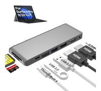 Surface Pro 11/10/9/X Docking Station, Hub USB-C Dual HDMI 4K@60Hz, Thunderbolt 4 (8K, 40Gbps, 100W PD), SD/TF, 3,5 mm, Adaptateur Surface Pro 11/10/9/X pour Moniteurs Triples, Bureau Maison