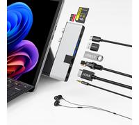 Surface Pro 12 2025 Hub Usb C, Surface Pro 12 Docking Station Avec Hdmi 4K, Thunderbolt 4 (Vidéo 8K + Données + Pd 100 W), 2 Ports Usb 3.0, Prise Audio 3,5 Mm, 1 Port Ethernet 100 M, Sd/Tf