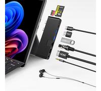 Surface Pro 12 2025 Hub USB C, Surface Pro 12 Docking Station avec HDMI 4K, Thunderbolt 4 (vidéo 8K + données + PD 100 W), 2 Ports USB 3.0, Prise Audio 3,5 mm, 1 Port Ethernet 100 M, SD/TF