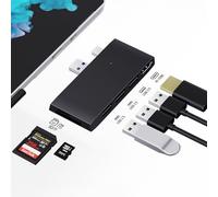Surface Pro 6/5/4 Hub USB Station d'accueil, 6 en 2 Multiport Microsoft Surface Adaptateur Convertisseur de Port HDMI 4K Accessoires avec SD/TF Lecteur de Carte, Ports USB 3.0, pour Surface Pro 4/5/6
