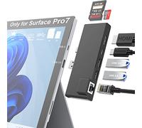 Surface Pro 7 Dock Rocketek Station d'accueil 7-en-1 pour Microsoft Surface Pro 7 avec 4K/60 Hz HDMI, Adaptateur Ethernet 100M, Chargeur 60W USB-C PD, Fente SD/TF, 2 Ports USB 3.0- pour Surface Pro 7