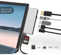 Surface Pro 7 Hub Docking Station With 4K Hdmi Adapter, 100M Ethernet Lan, 2 Usb 3.0 Audio & Data Transfer Port, Sd Card Reader Converter Combo Adaptateur Pour Microsoft Surface Pro 7