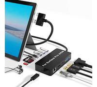 Surface Pro Dock pour Hub USB Surface Pro 4 / Pro 5 / Pro 6 avec Port Gigabit Ethernet, Port d'affichage HDMI VGA DP 4K, 3 Ports USB 3.0, Port de Sortie Audio, Port USB C, Lecteur de Carte SD/TF