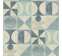 Surface Style - Papier peint à décoller et à coller, papier peint fantaisie pour chambre à coucher, salle d'eau, cuisine, vinyle, couverture de 30,75 m² (collection Take Form Collection, Chambray)