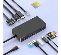 Surface Thunderbolt 4 Dock, MS Station d'accueil Surface 11-en-1 avec 4K HDMI+DP+VGA pour Surface Pro 11/10/9/8/X/7+/7, Laptop 7/6/5/4/3,Laptop Studio 2/1,Go 4/3/2/1