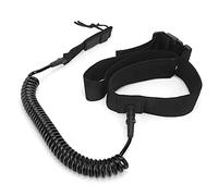 Surfboard Leash | TPU Heliciform Design for Comfort & Security | High Elastic Traction Rope for Surfboards/Paddle Boards | 10ft Stretch, Adjustable Strap (Black)