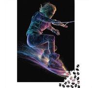 Surfboard Neon Lights Puzzle 1000 Pièces Educa Jouet en Bois Cadeau Unique Décoration Intérieure Jeu Éducatif Challenge Toy pour Adultes Et Enfants À Partir De 12 Ans 52x38cm/1000pcs