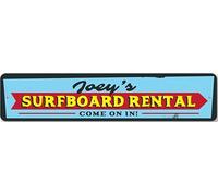 Surfboard Rental Sign Personalized Surf Shop Arrow Metal Wall Decor