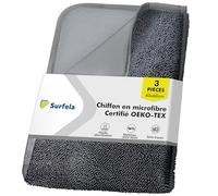 Surfela 3 Pièces Total Clean Chiffon Micro Fibre, Serviette Sechage Voiture à Séchage Rapide et sans Traces, Chiffon Super Nettoyant et Anti-Rayures, pour Maison, Voiture, Salle(40×60cm)
