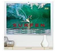 Surfen - Wasser, Wind und coole Typen (hochwertiger Premium Wandkalender 2026 DIN A2 quer), Kunstdruck in Hochglanz: Surfen, ultimativer Funsport mit vielen begeisterten Anhängern.