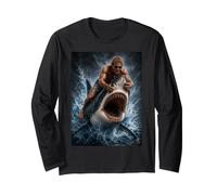 Surfer Dude Shark sautant Hors de l'eau Illustration pour l'océan Manche Longue