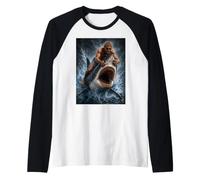Surfer Dude Shark sautant Hors de l'eau Illustration pour l'océan Manche Raglan