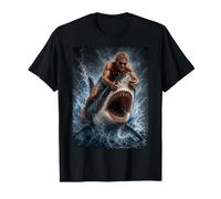 Surfer Dude Shark sautant Hors de l'eau Illustration pour l'océan T-Shirt