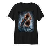 Surfer Dude Shark sautant Hors de l'eau Illustration pour l'océan T-Shirt Haut de Gamme