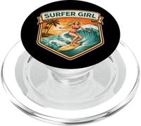 Surfer Girl Woman Surf Vintage Planche de Surf Vagues Océan Mignon PopSockets PopGrip pour MagSafe