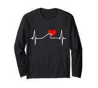 Surfer Heartbeat Surfing Heart Wave Surfer Boy Girl Surf Manche Longue