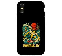 Surfer Montauk NY Vintage Coastal Living pour Hommes Coque pour iPhone X/XS