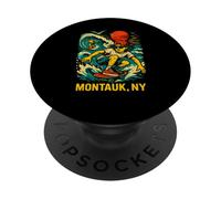 Surfer Montauk NY Vintage Coastal Living pour Hommes PopSockets PopGrip Adhésif
