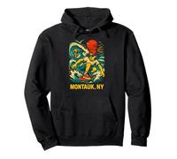Surfer Montauk NY Vintage Coastal Living pour Hommes Sweat à Capuche