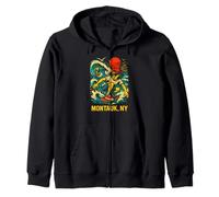 Surfer Montauk NY Vintage Coastal Living pour Hommes Sweat à Capuche