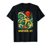 Surfer Montauk NY Vintage Coastal Living pour Hommes T-Shirt