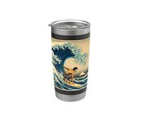 Surfeur hawaïen sur une grande vague style ukiyo-e Hokusai Gobelet isotherme en acier inoxydable double paroi