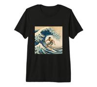 Surfeur hawaïen Surf Great Wave Style Ukiyo-e Hokusai T-Shirt Haut de Gamme