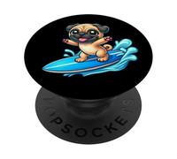 Surfeur Mignon Carlin avec Planche de Surf été PopSockets PopGrip Adhésif