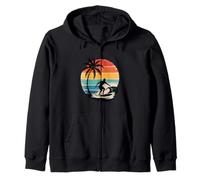 Surfeur rétro Amusant Faisant du Surf sur Une Vague Vintage sur l'océan Sweat à Capuche