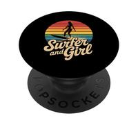 Surfeuse rétro Amusante pour Fille Rainbow Vintage des années 70 PopSockets PopGrip Adhésif