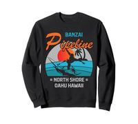 Surfing Banzai Pipeline North Shore Oahu Hawaii Vintage Art Sweatshirt