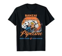 Surfing Banzai Pipeline North Shore Oahu Hawaii Vintage Art T-Shirt