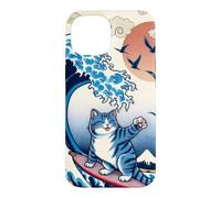 Surfing Cat Hokusai Great Wave Off Kanagawa Japonais Rétro Coque pour iPhone 15