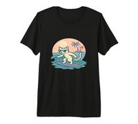 Surfing Cat T-Shirt Haut de Gamme