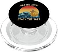 Surfing Crypto Blockchain Wave Finance Argent numérique Bitcoin PopSockets PopGrip pour MagSafe
