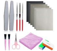 Surflyee 17 PCS Kit de Polissage de Résine, Silicone Moule de Outil, Papier de verre, Lime de Polissage, Bloc de Polissage, pour Polir la Fabrication de Bijoux en Résine époxy