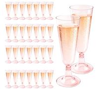 Surflyee 30 Pièces Flûte à Champagne en Plastique, 150ML Coupe de Champagne | Reutilisable, Gobelet Coupe à Biere Vin Cocktail pour Mariages, Anniversaires, Fêtes