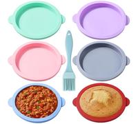 Surflyee 6 Pièces Moule à œuf Silicone Air Fryer, 10CM Moule Silicone Air Fryer Rond, Petit Ramequin Cuisson pour Sandwichs aux œufs, Muffins et Crêpes