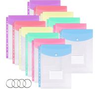 Surflyee Lot de 12 Pochette Plastique Extensible Perforée A4
