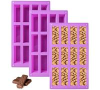 Surflyee Lot de 3 Moules en Silicone pour Barres de Céréales, 12 Cavités Rectangulaires Moules en Silicone, Moule à Gâteau pour la Pâtisserie, Moule de Barres pour les Protéines Bonbons Caramel