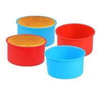 Surflyee Lot de 4 Mini Moule à Gâteau en Silicone, 4In Moule Silicone Rond | Moules pour la Cuisson, Non Adhésif, Moules de Gâteau pour les Gâteaux Stratifiés, Gâteaux aux Fromage