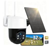 Surfola Caméra de sécurité sans WiFi, caméra de vidéosurveillance 4G avec Carte SIM, caméra d'extérieur sans Fil, Alimentation Solaire, Vision Nocturne, projecteur, HD 2,5 K, Enregistrement Local