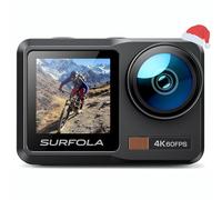 Surfola Caméra Sport SF630 4K 60FPS, sous-Marine 40M et Métal Nu Étanche 10M, Wi-FI, EIS Casque, Caméscope Double Écran avec Microphone Externe, 2 X1350mAh Batteries et Chargeur