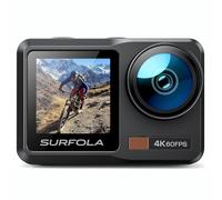 Surfola Caméra Sport SF630 4K 60FPS, sous-Marine 40M et Métal Nu Étanche 10M, Wi-FI, EIS Casque, Caméscope Double Écran avec Microphone Externe, 2 X1350mAh Batteries et Chargeur