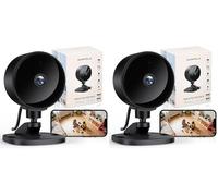Surfola Caméra Surveillance WiFi Intérieure, 1080P FHD Caméra pour Bébé/Animaux avec Détection de Mouvement & Sonore IA, Vision Nocturne, Audio Bidirectionnel, App, Alexa & Google Home (Lot de 2)