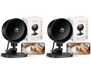 Surfola Caméra Surveillance WiFi Intérieure, 1080P FHD Caméra pour Bébé/Animaux avec Détection de Mouvement & Sonore IA, Vision Nocturne, Audio Bidirectionnel, App, Alexa & Google Home (Lot de 2)