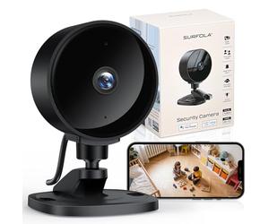 Surfola Caméra Surveillance WiFi Intérieure, 1080P FHD Caméra pour Bébé/Animaux avec Détection de Mouvement & Sonore IA, Vision Nocturne, Audio Bidirectionnel, App, Alexa & Google Home