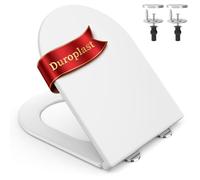 SURFOU Abattant WC Universel Forme D avec Frein de Chute, Supporte jusqu’à 200 kg, Lunette de Toilette à Fermeture Douce, Clipsable et Démontage Rapide, Facile à Nettoyer, Blanc