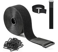 SURFOU Bande Auto-agrippante 6 m × 50 mm avec 30 Boucles, Sangle Réutilisable Découpable et Réglable, Attache de Câble pour Fixer Câbles, Tuyaux et Tubes (Noir)