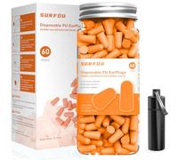 SURFOU Bouchon D'oreille pour Dormir 60 Paires, 38dB SNR Réduction de Bruit, Réutilisables et Confortables pour les dormeurs sur le côté, Idéal pour Voyages, Sommeil et Études, Mandarine